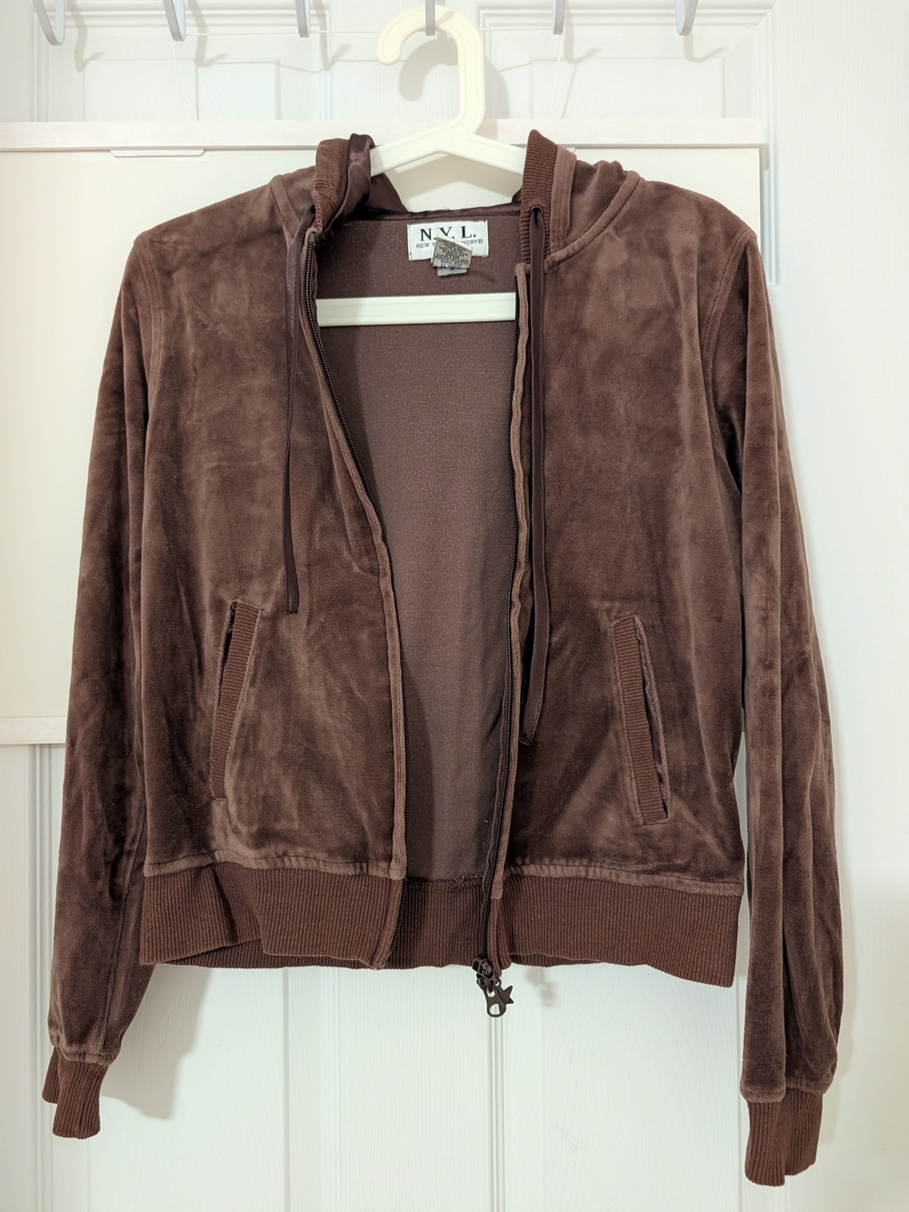 New York Laundry Brown Velour Zip Hoodie Jacket